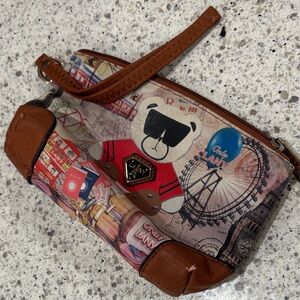 LA NY Stylish Brown and Multicolor Pouch Bag